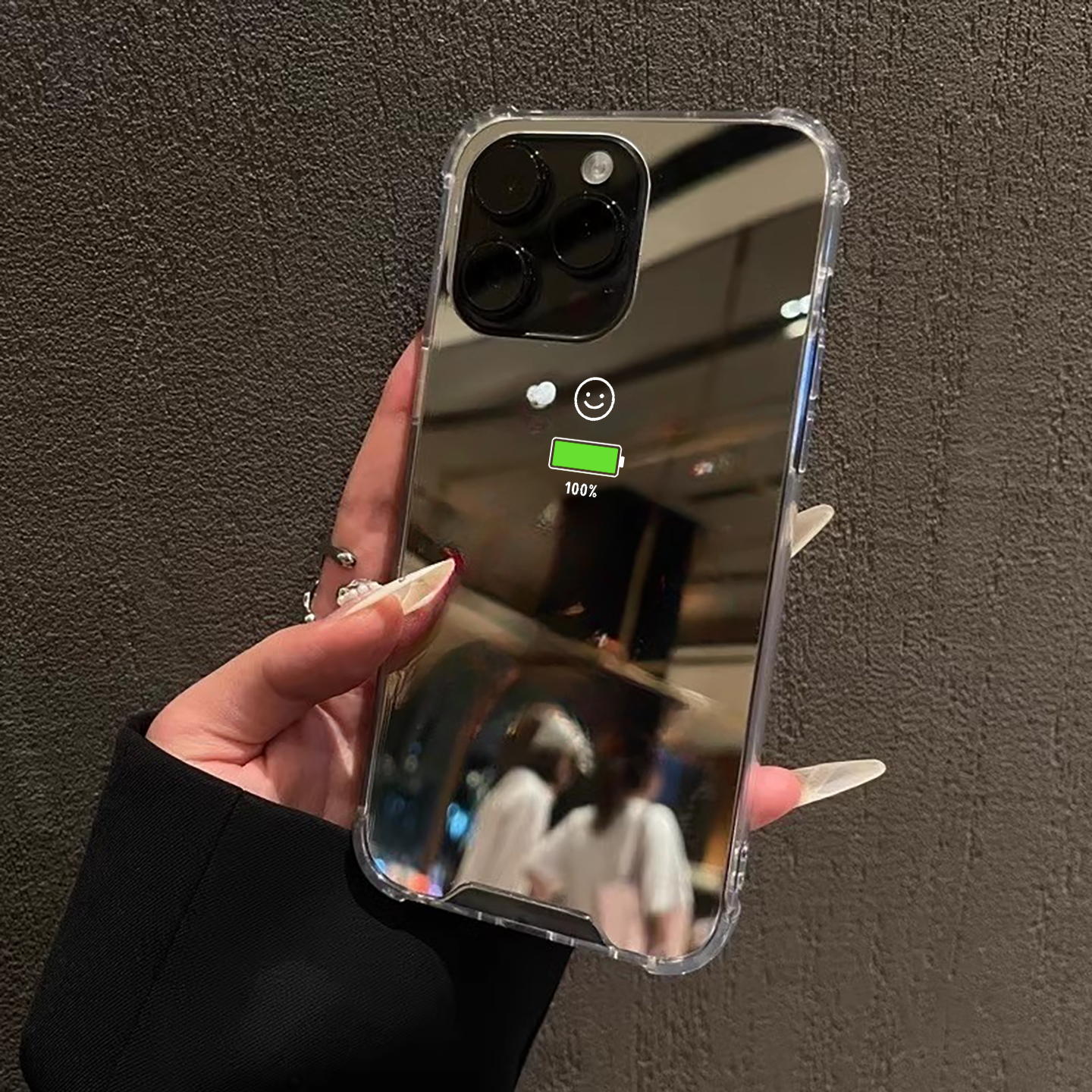 满电苹果适用iPhone17苹果16ProMax手机壳15荣耀100情侣华为Mate70Pro镜面P80简约补妆oppo趣味vivo软胶创意