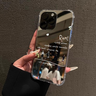 Run挣脱束缚奔赴自我适用iPhone17苹果14手机壳16ProMax女性90励志15华为Mate70Pro镜面P80小米13三星S25正念
