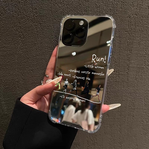 Run挣脱束缚奔赴自我适用iPhone17苹果14手机壳16ProMax女性90励志15华为Mate70Pro镜面P80小米13三星S25正念