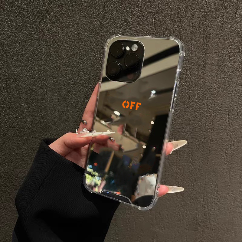 极简适用iPhone16苹果15手机壳14ProMax荣耀100华为Mate60英文OFF12镜面X100S简约Pura70创意90补妆80情侣7软