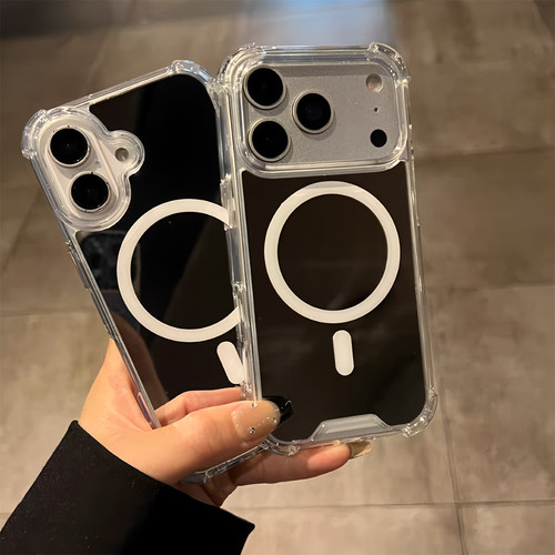 磁吸适用iPhone17苹果16ProMax手机壳15荣耀高级感华为Mate70Pro镜面P80补妆oppo三星vivo软胶无线充电手机壳