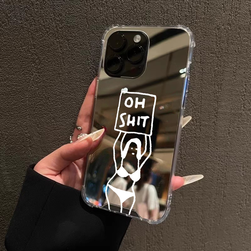 SO SHIT适用iPhone14苹果15手机壳16ProMax荣耀100华为Mate60情侣13镜面100简约P70线条90软oppo创意vivo防摔