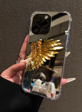 黄金翅膀适用iPhone17苹果15手机壳16ProMax荣耀100华为Mate60个性13镜面P70补妆oppo黄金vivo创意8高级感9软
