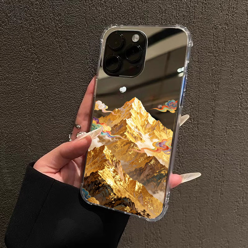 七彩祥云金山适用iPhone17e苹果14手机壳16ProMax荣耀90高能量15华为Mate70Pro镜面P80小米vivo女13发财男x女