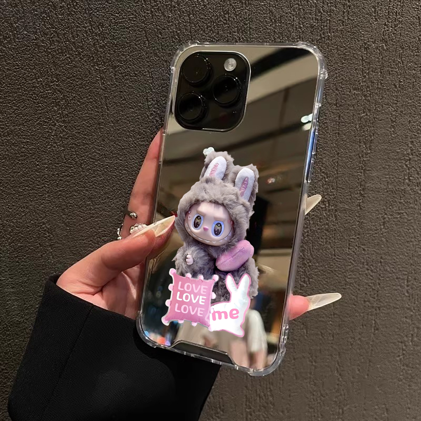 labubu适用iPhone15苹果14手机壳16ProMax荣耀100Pro华为Mate60镜面P70补妆oppo少女款vivo可爱卡通X软胶创意