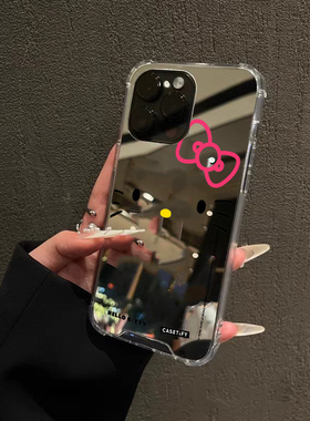 唐嫣Hello Kitty适用iPhone17ProMax苹果16手机壳15荣耀90Pro华为Mate60同款KT猫蝴蝶结30镜面40小米50少女30