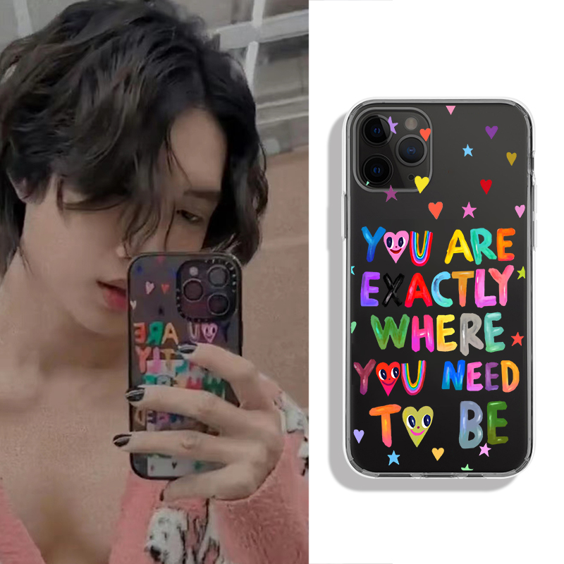 bossnoeul同款适用iPhone14苹果13手机壳12ProMax爱心11华为Mate40英文OPPO星星vivo黑X80镜面一加9透明女款