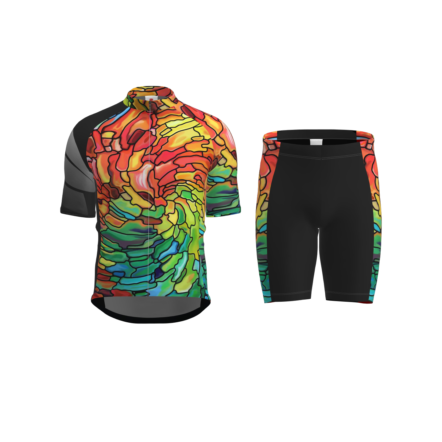 百淄达2025夏季短袖分体轮滑服儿童成人服速滑服速干排汗透气七彩