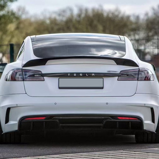 16-19年特斯拉model S尾翼改装PD款碳纤维尾翼modelS树脂哑黑尾翼