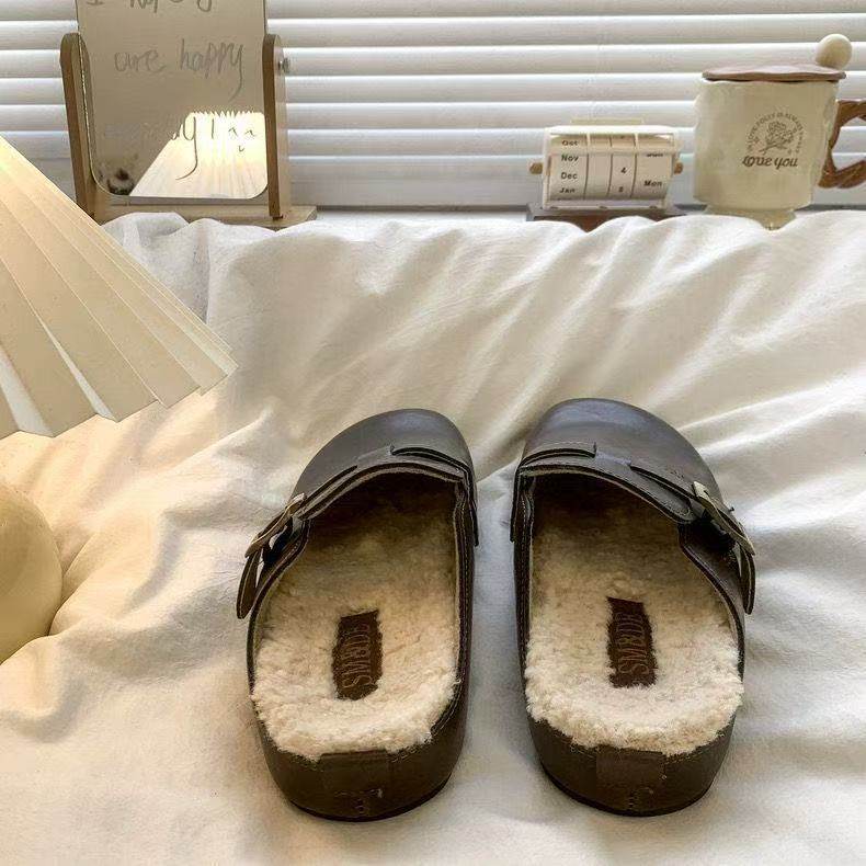 2026秋冬季包头半拖鞋新款软底复古勃肯棉拖鞋女平底加绒女一脚蹬,女鞋,包头拖,淘宝优惠券,粉丝福利购,淘宝优惠卷