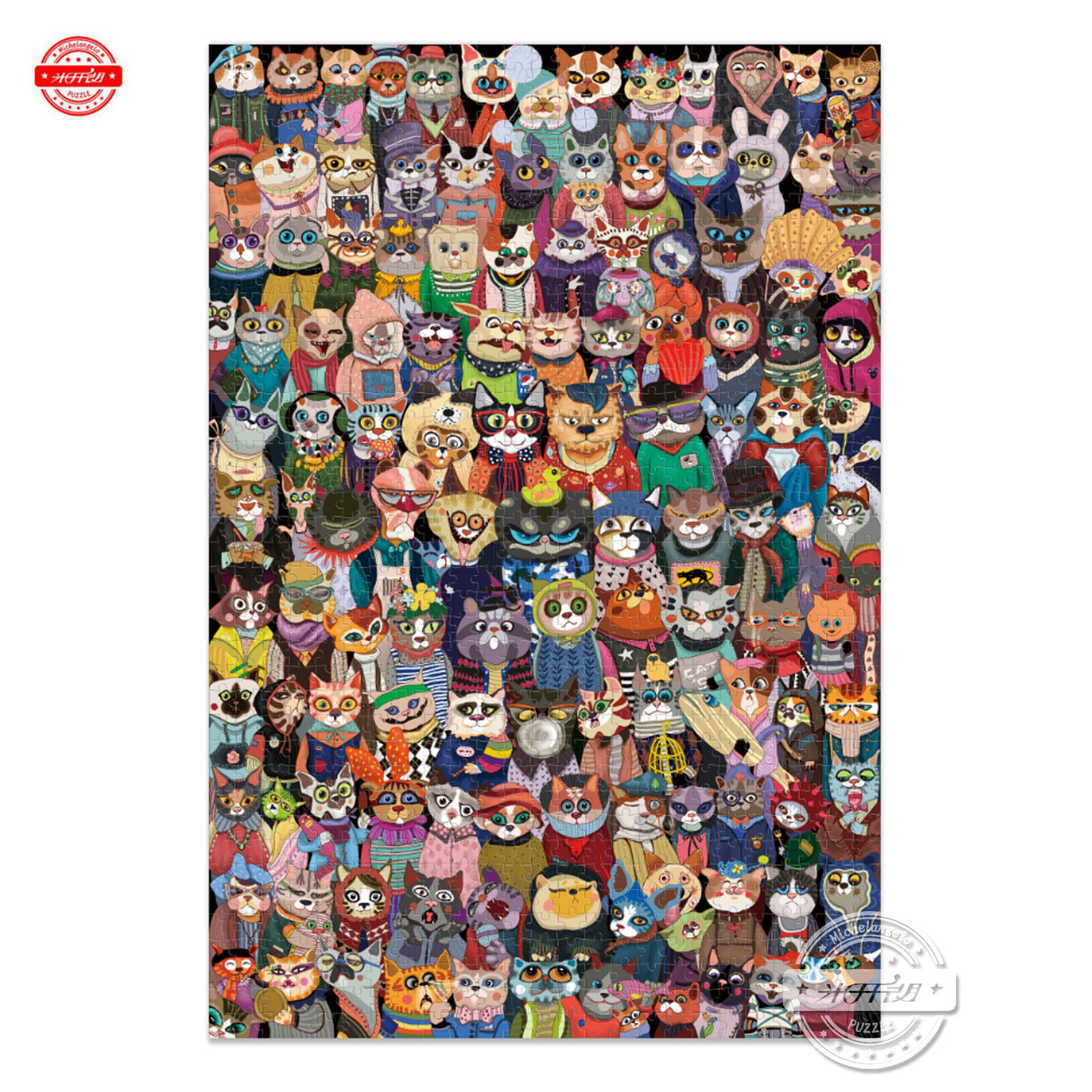拼图1000片纸质猫猫大合影米开朗纸质拼图原创合集 -都是猫猫 玩具/童车/益智/积木/模型 拼图/拼板 原图主图