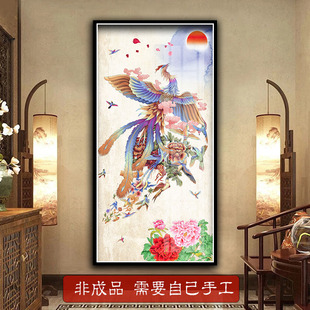 百鸟朝凤十字绣2025新款中国风风景凤凰家用画像客厅满砖5d钻石画