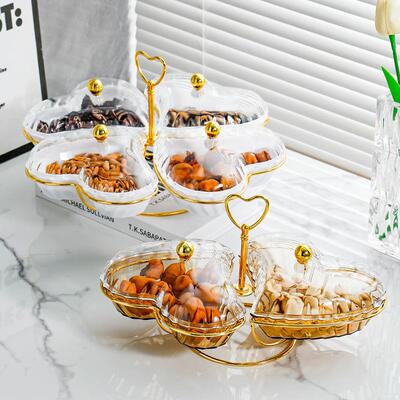 日本进口爱心水果盘家用客厅干果拼盘糖果盘子小吃碟碗轻奢干果盒