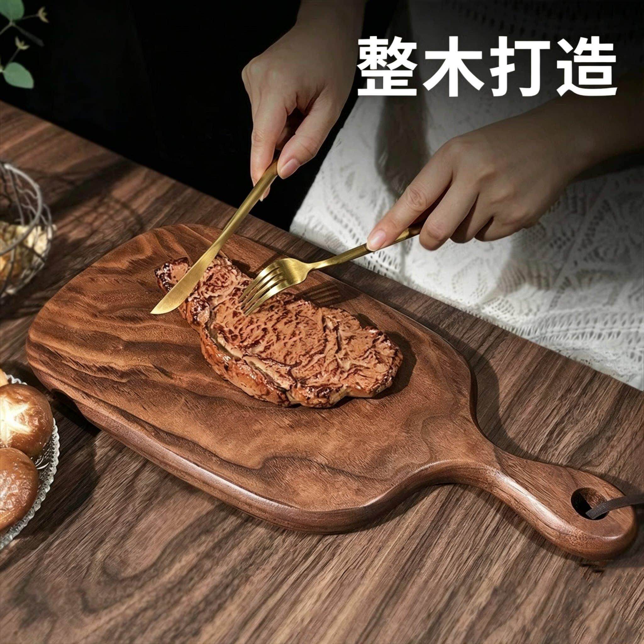 日本进口北美黑胡桃木整实木砧板日式家用切菜板牛排吐司面包托盘