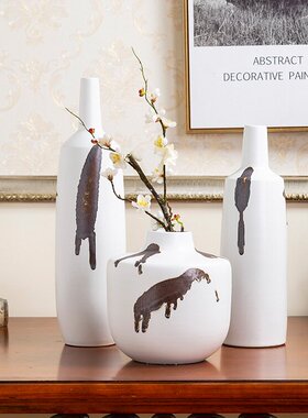 新挂件中式摆件新居花瓶白色抽象客厅插花酒柜家居软装简约花器