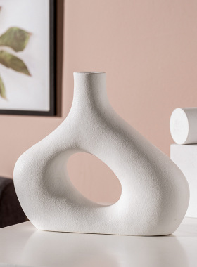 陶瓷道具挂件花瓶套装白色客厅走廊摆件简约插花器家居休闲跨境