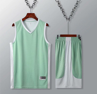 篮球服团购定制套装男女款球衣球裤训练服背心比赛队服印字豆绿色