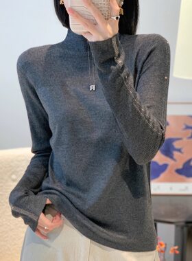 2025秋新款漂亮高级设计感微透性感超细羊毛针织衫女人味长袖上衣