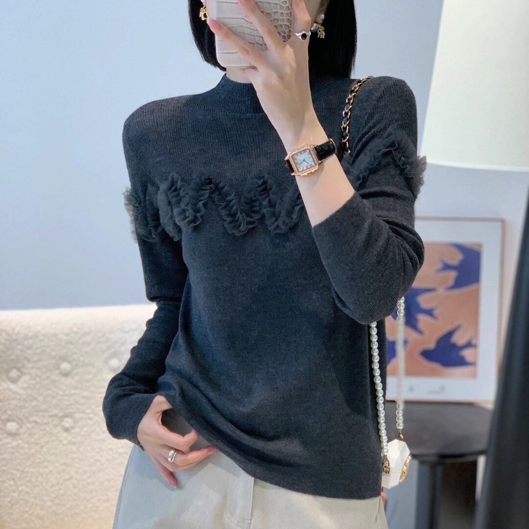 2025秋新款漂亮高级设计感透视性感超细羊毛针织衫女人味长袖上衣