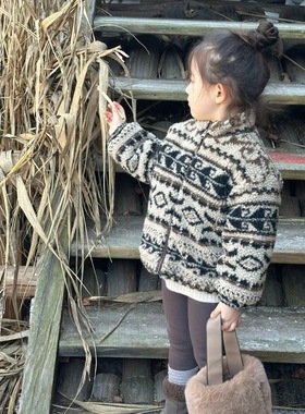 85103 费尔岛毛绒外套中小童韩版绗棉拉链上衣2025冬季新款棉衣潮