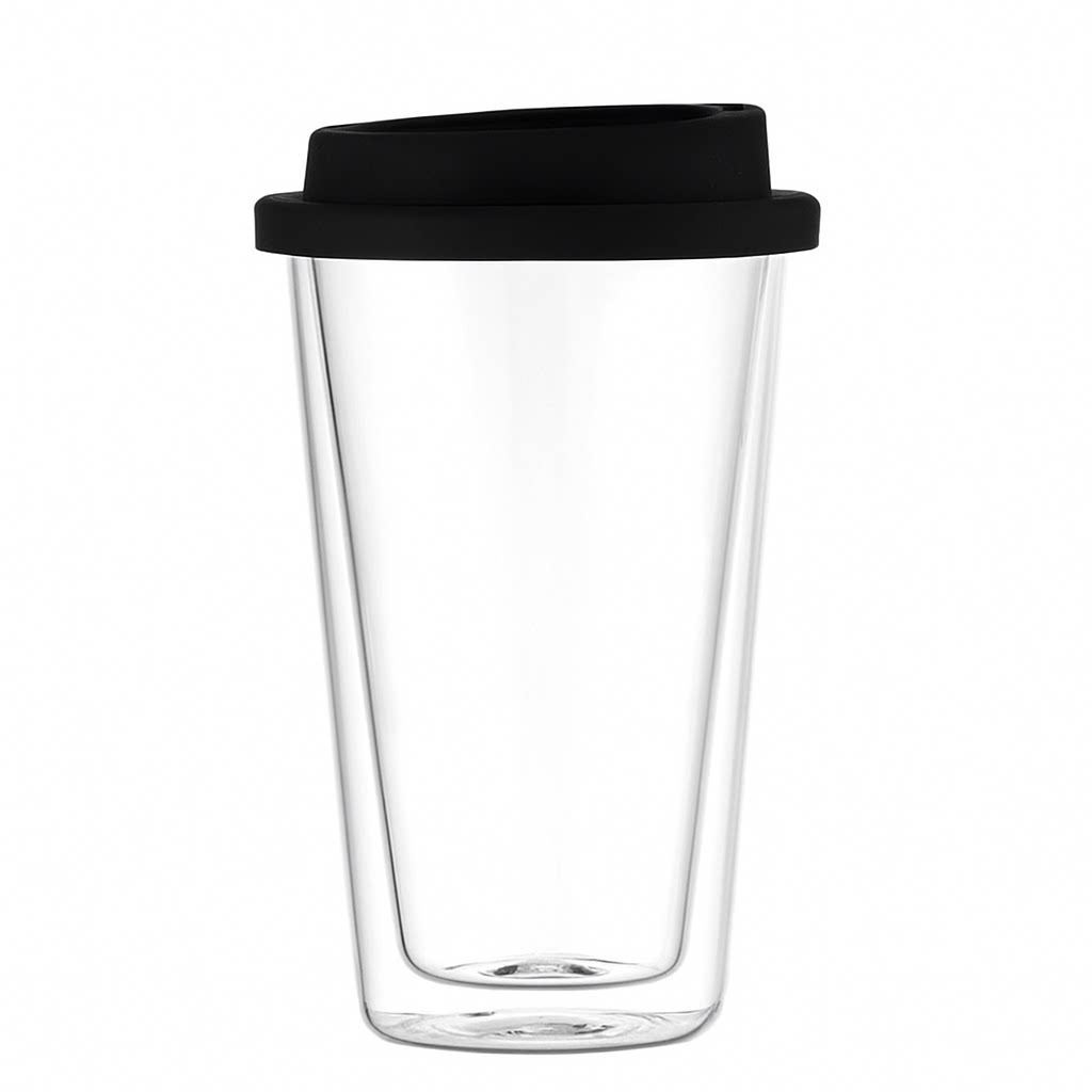 硅胶盖双层高硼硅玻璃杯 | 手拿咖啡杯茶奶茶杯 水杯家用带盖隔热