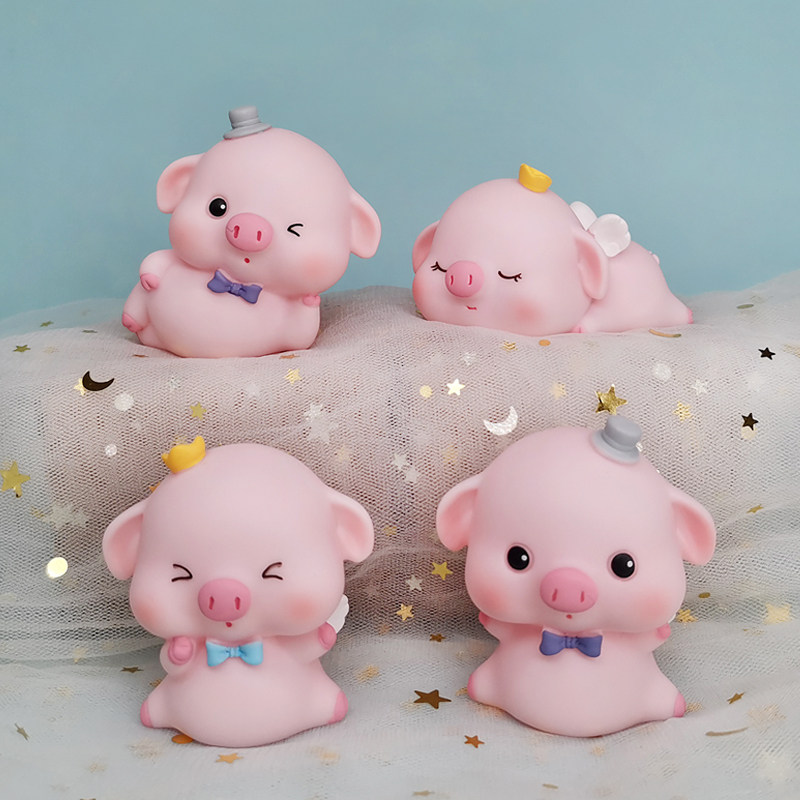 小猪蛋糕装饰摆件趴睡猪侧躺猪闭眼猪烘焙主题蛋糕装扮乖乖猪摆件