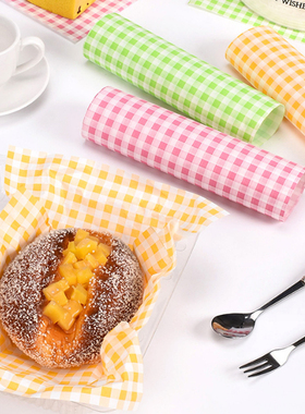 正方形 方格油纸 黄色格子垫纸 紫色粉色绿色蛋糕食品防油纸 纸垫