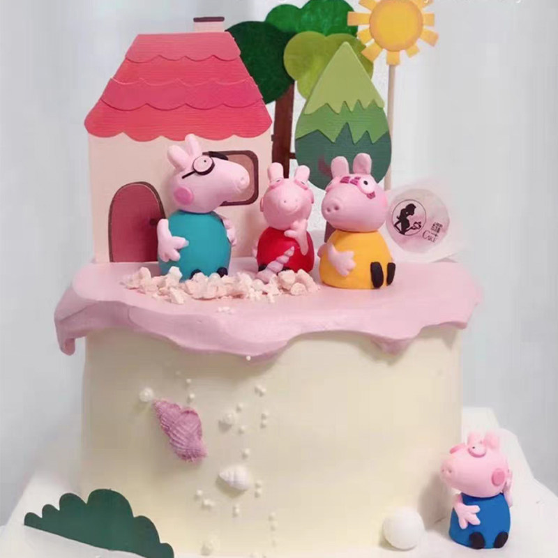 软陶田园小屋儿童生日蛋糕装饰