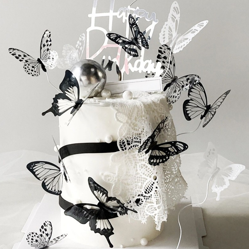 立体蝴蝶蛋糕装饰甜品台插牌