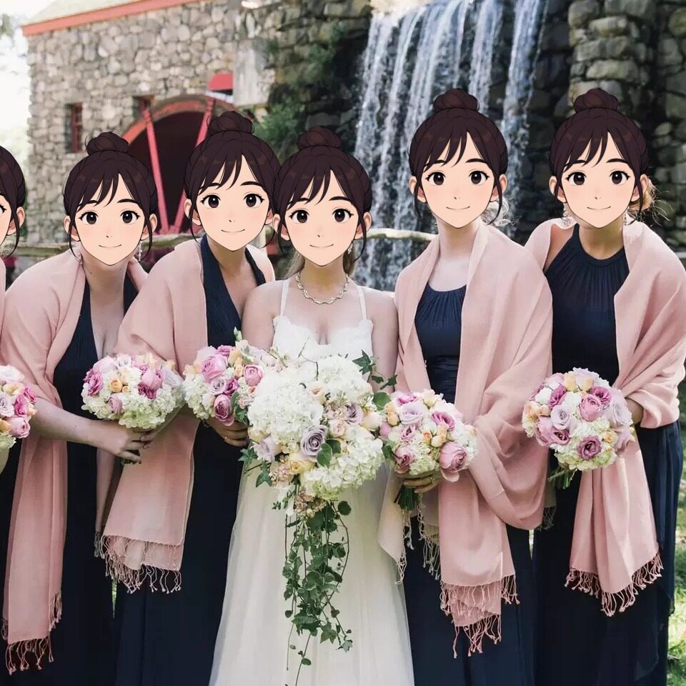 粉色披肩伴娘姐妹服外搭秋冬厚款