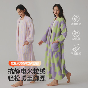 IMF起毛工艺！抗静电秋冬加厚加绒加长款5A抑菌珊瑚绒睡衣睡袍女