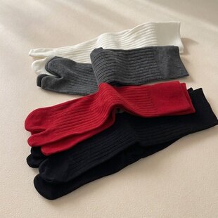 马吉拉tabi的CP分趾袜!韩系ins潮宽条纹拇指外翻二趾中筒堆堆袜