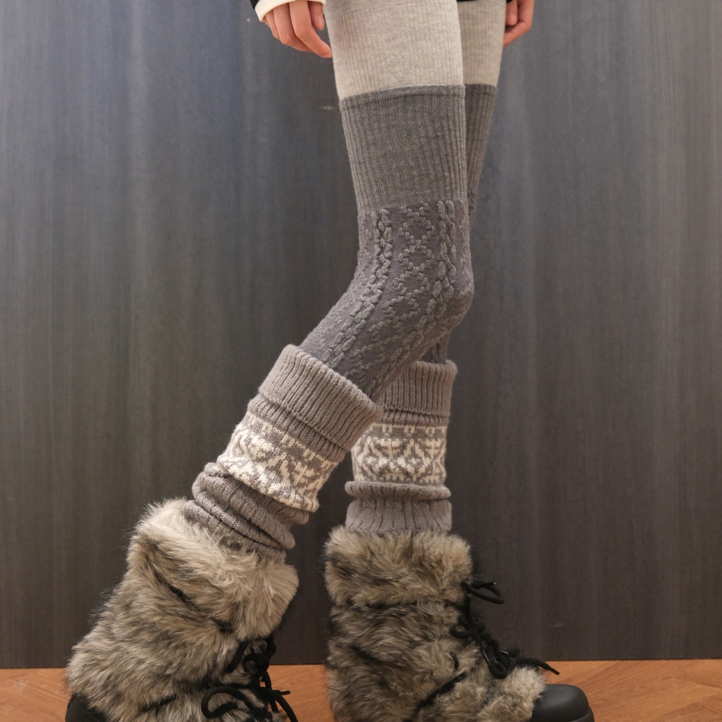 费尔岛袜套+雪地靴也太好看了！