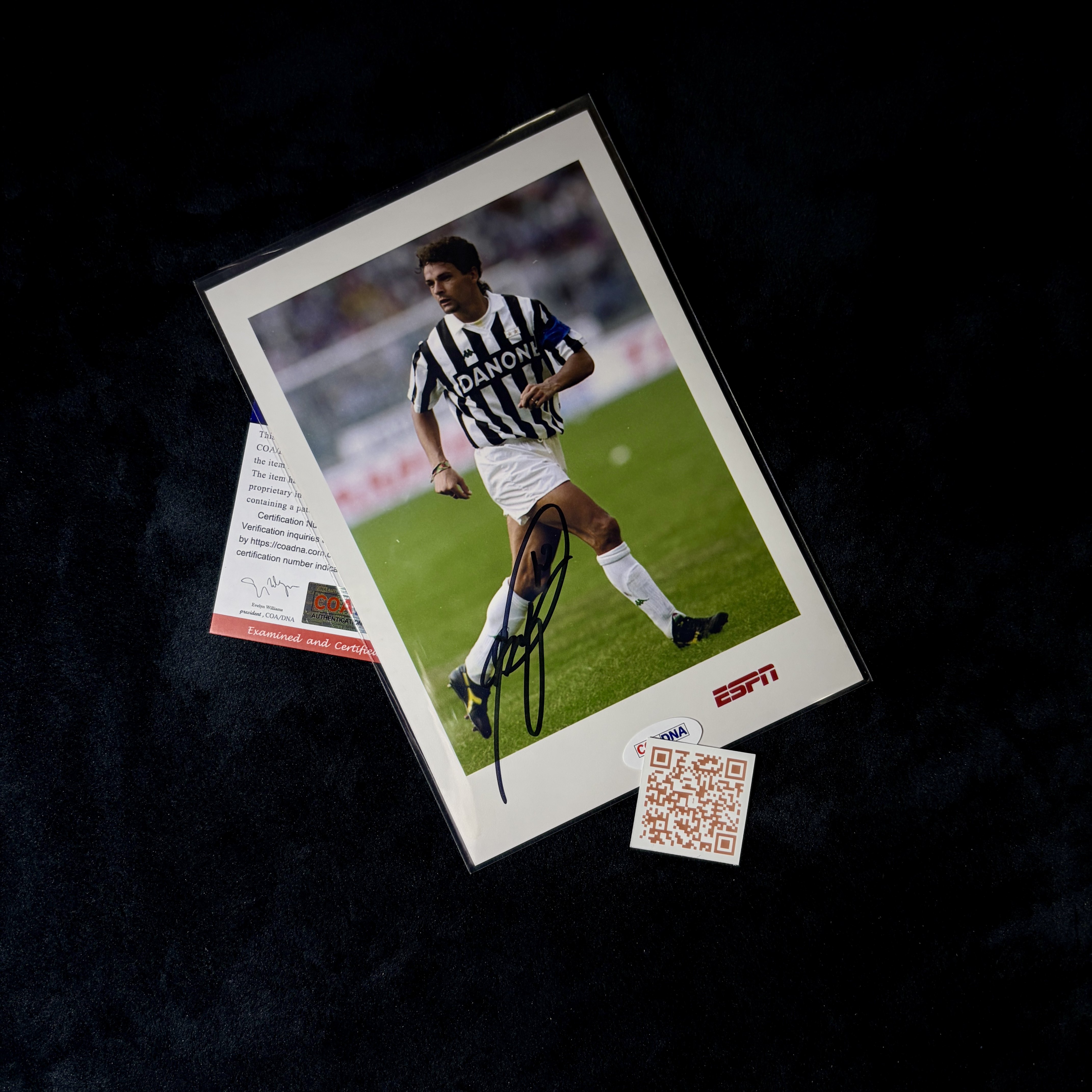Roberto Baggio 罗伯特巴乔 亲笔签名照片 证书溯源