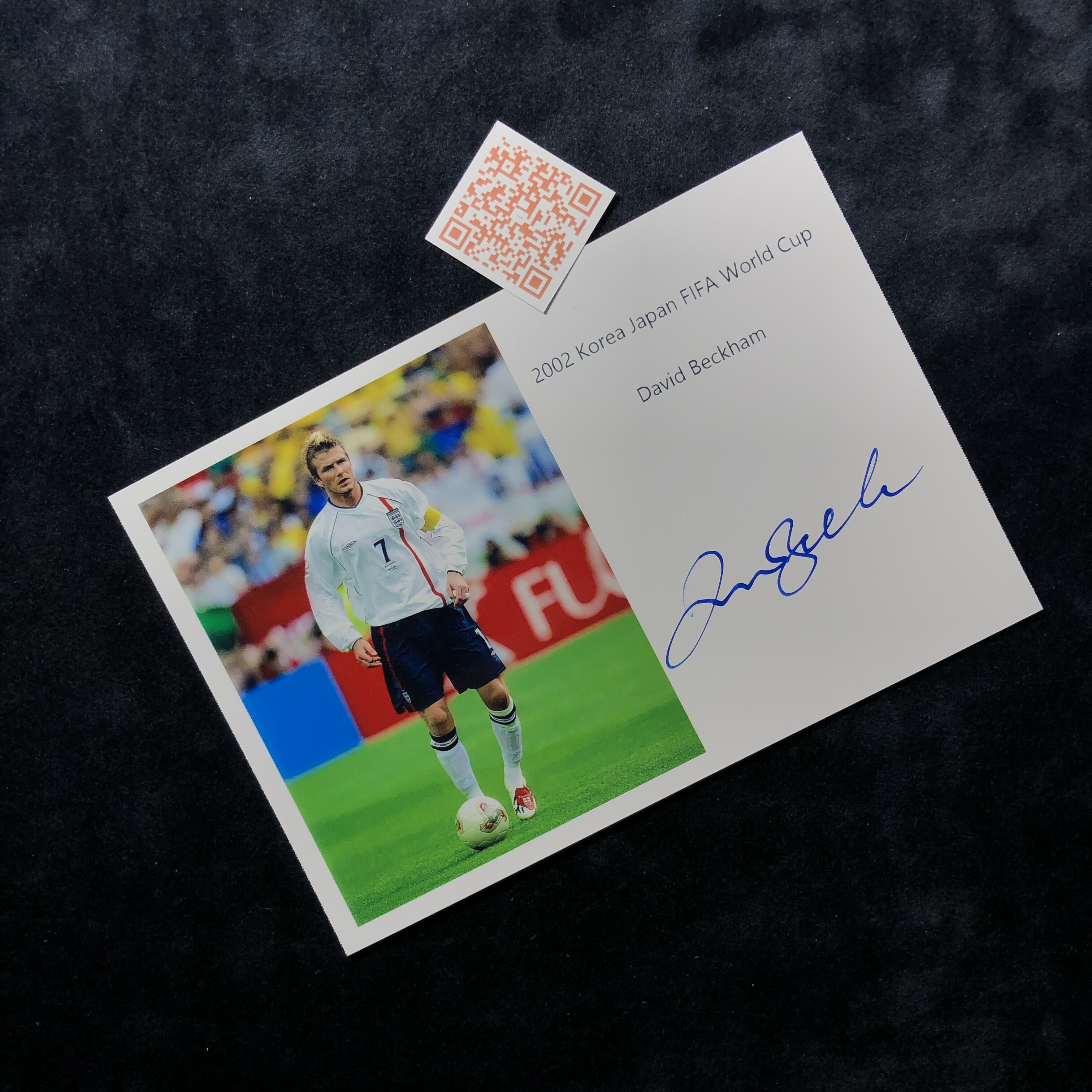 2002 Korea Japan FIFA World Cup 贝克汉姆David Beckham亲签照