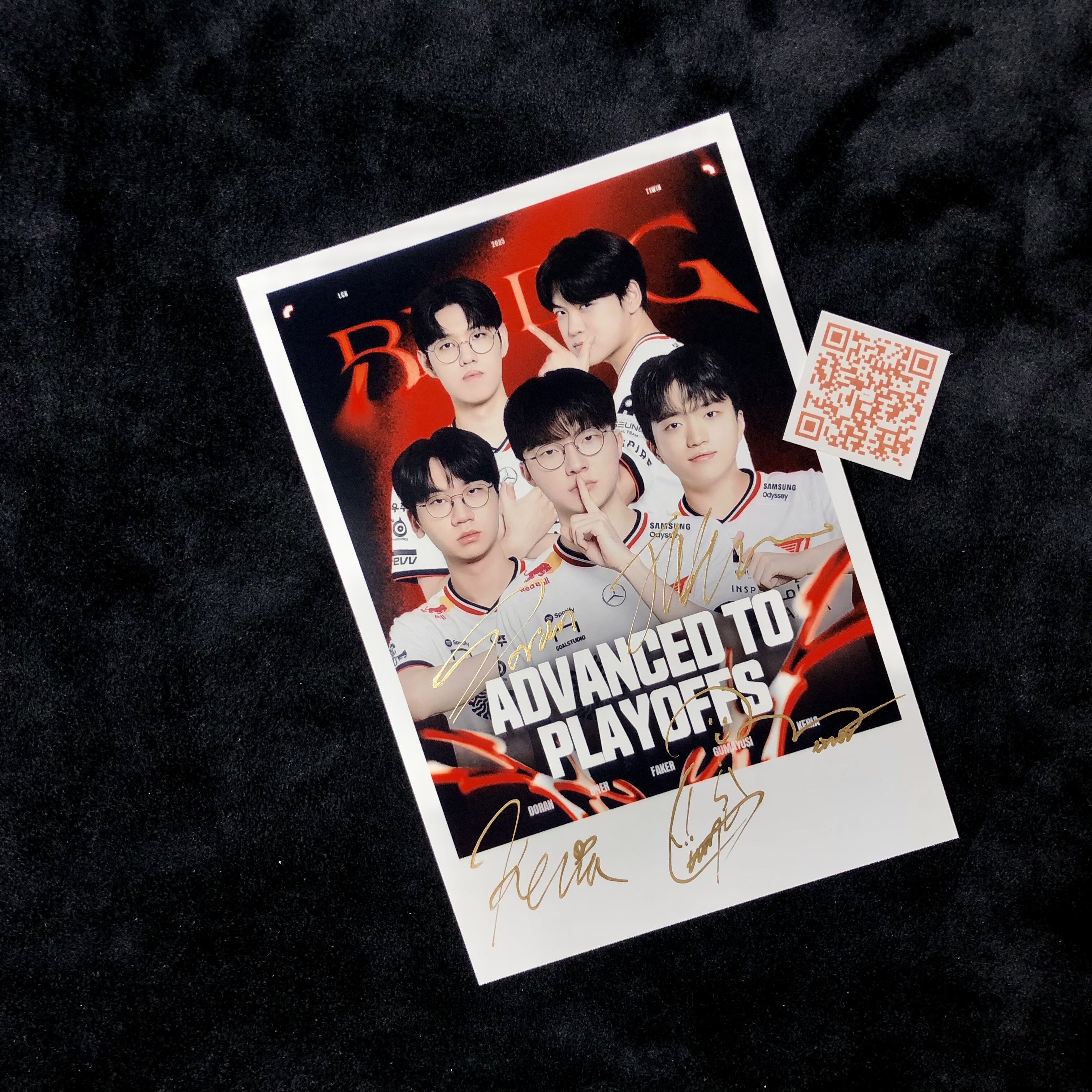 英雄联盟 T1 DORAN ONER KERIA 李相赫FAKER DUMAYUSI 亲笔签名照