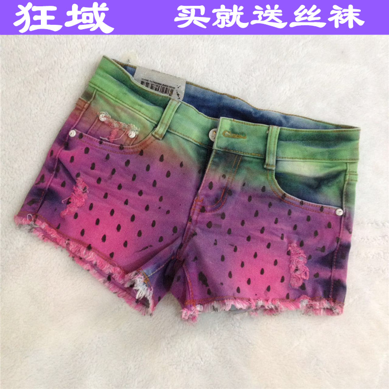 狂域正品 3D印花图案彩绘破洞牛仔裤