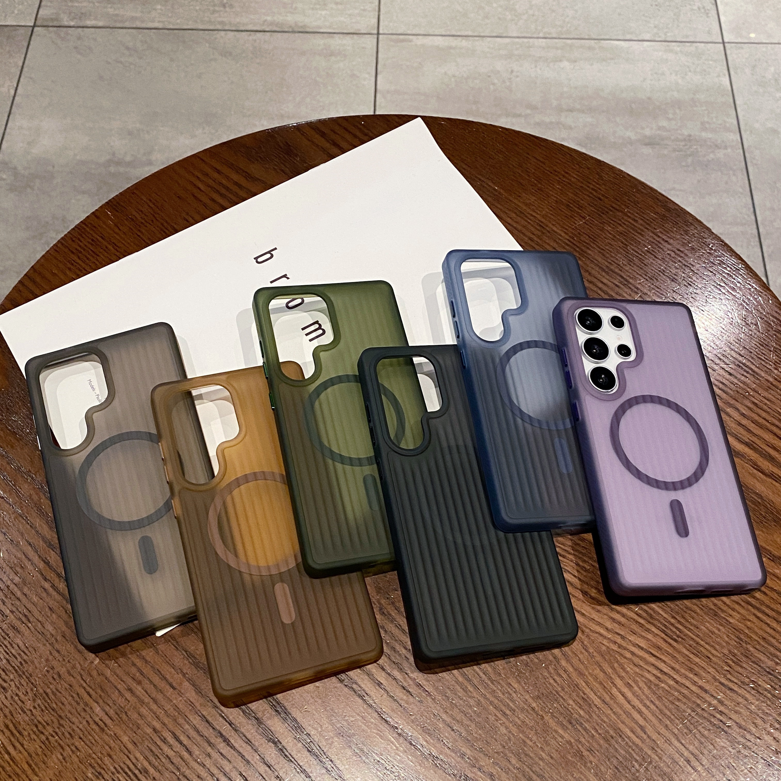 适用 三星 S25 ultra磨砂瓦楞条纹磁吸手机壳S24 plus全包防摔Galaxy S23 S22 S21软边金属按键保护套批发