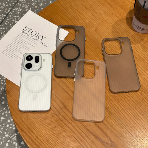 适用 OPPO Reno 16 15 14 Pro 半透瓦楞磁吸硬壳 Find X10 X9 Ultra X8 X7 A7全包高级感大孔防摔手机壳批发