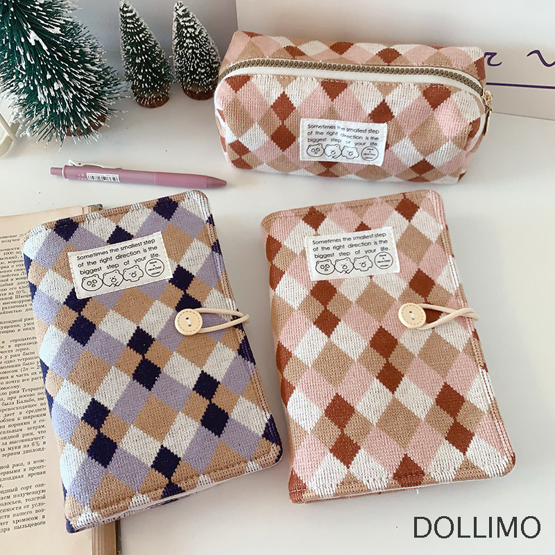 Do家  原创可爱学院风活页本  暖fufu菱格针织面a6活页本ins手账盖章笔记手帐 a5可拆卸日记本子女生男生