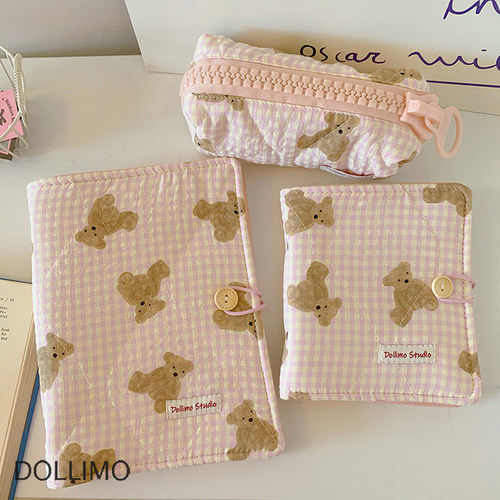 Dollimo可爱粉粉少女心3寸小卡册 小清新ins活页四宫格相册 布艺手追星爱豆专辑小卡拍立得相册收集卡包卡册