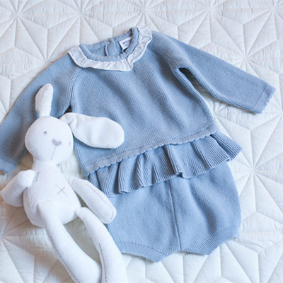 针织套装婴幼儿0-3岁百褶上衣