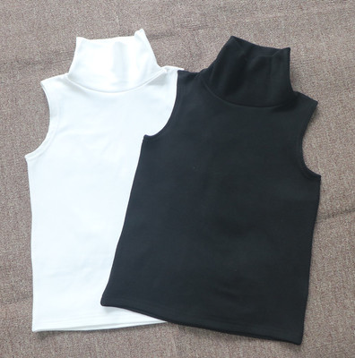 儿童高领打底衫2025秋冬款男童女童无袖宝宝德绒背心