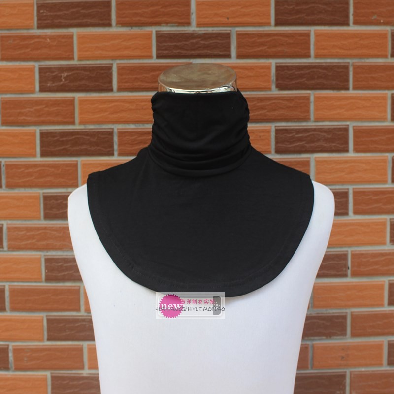 2021 NEW WIDENED STACKED PILE PILE TURTLENECK SPRING BASE SHIRT COTTON STRIPED FALSE COLLAR HIGH NECK BIB ROUND TOE