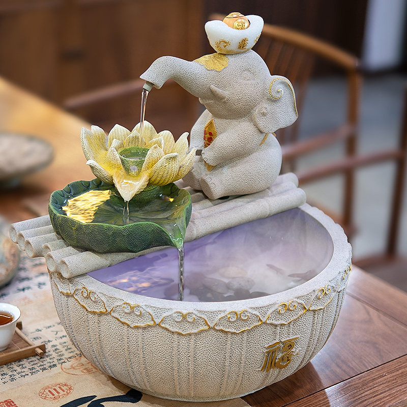 办公室生财摆件室内水系景观流水循环水鱼缸养鱼聚宝盆客厅风水轮