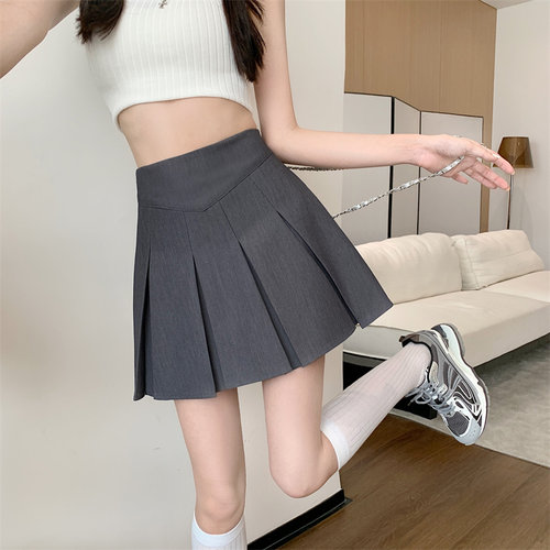 灰色超短裙防走光jk百褶裙半身裙