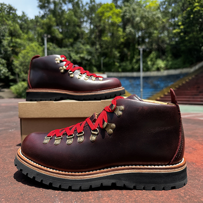 固特异牛皮马丁靴英伦复古高帮山脉之光工装男靴户外真皮机车靴男