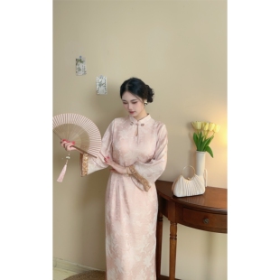 自制款 旗袍大码 新中式 改良版 胖mm温柔少女 珠光提花新中式 甜茶