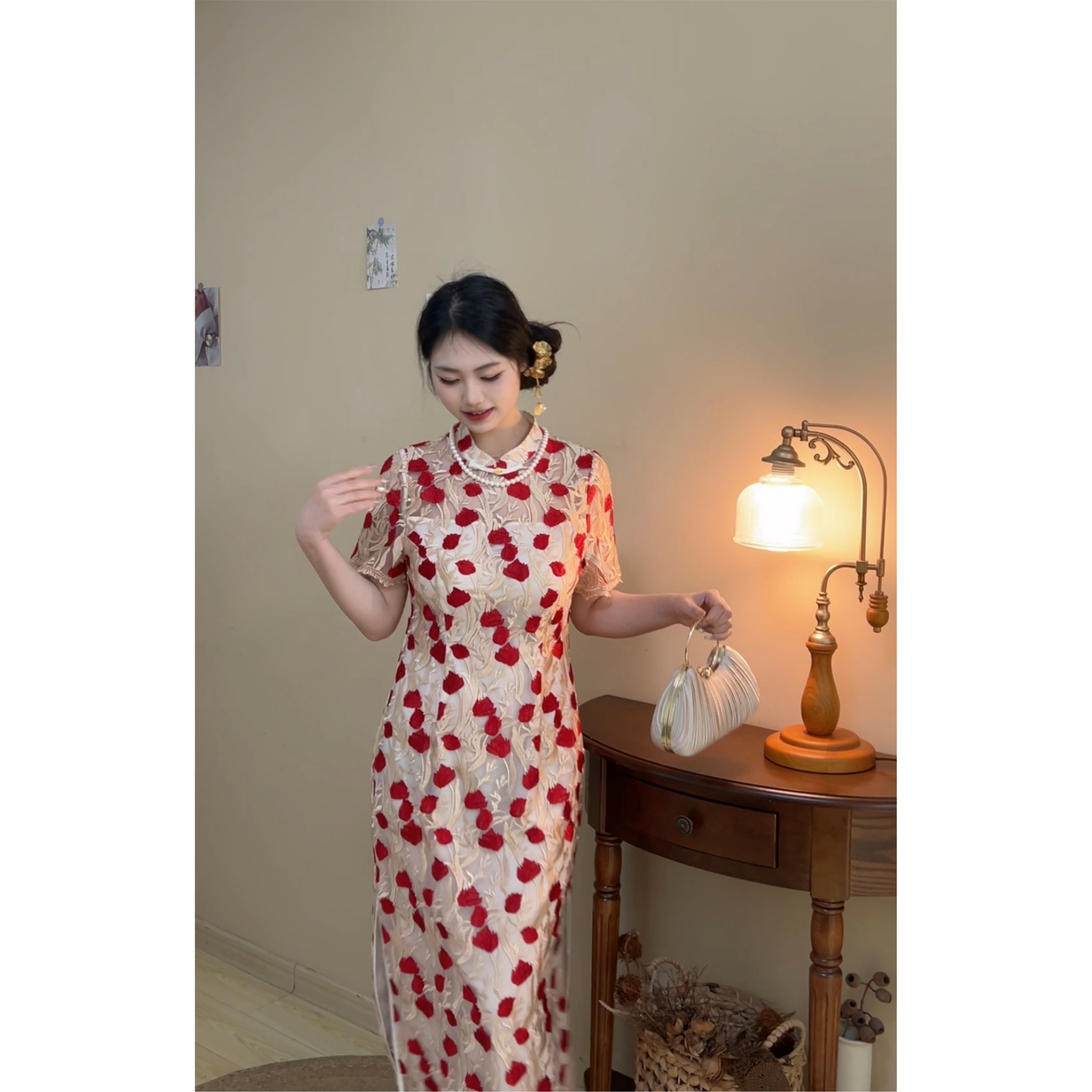 遇见大码夏季新中式红色敬酒服