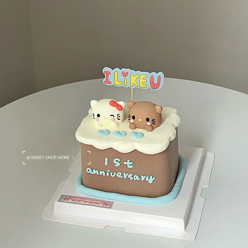 小红书热销蛋糕装饰  立体Ilikeu卡通装饰可爱蛋糕情侣卡通烘焙